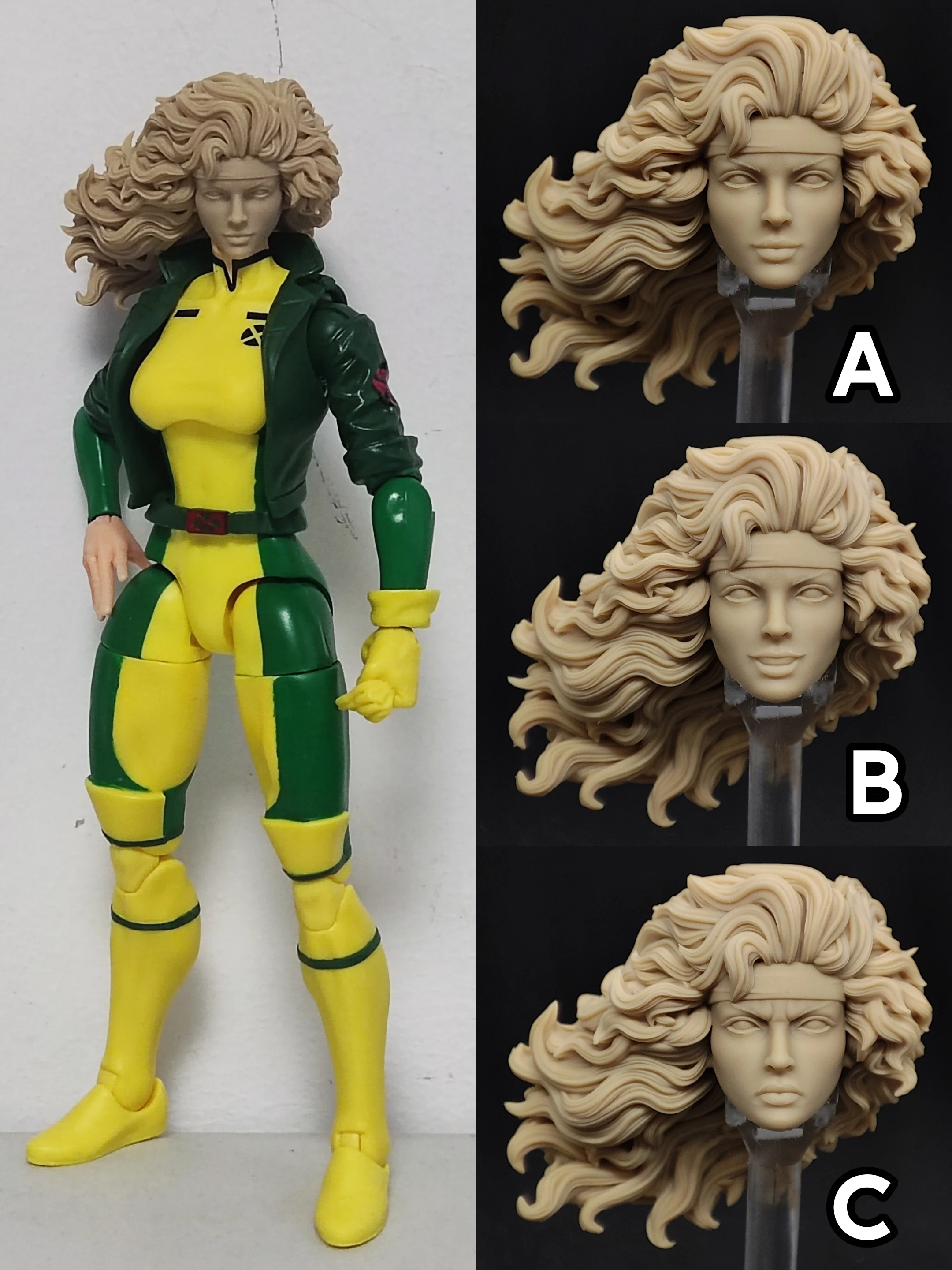 منحوت برأس خارق ، شعر مجعد ، كتم صوت أنثى X-Men ، X-Men ، رأس ، جسم ، جندي ، مقياس ، مصنوع يدويًا ، شكل حركة 6 بوصة