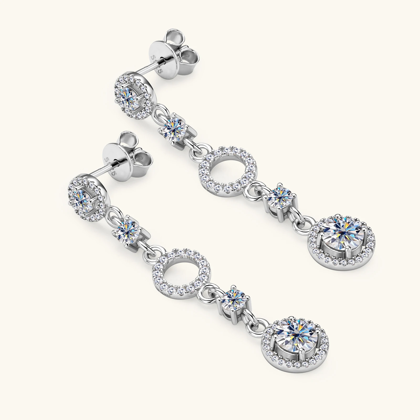 Full Moissanite Dangle Earrings Gold-Plated 925 Sterling Silver Long Tassel Design Drop Earrings for Women Wedding Party Jewelry