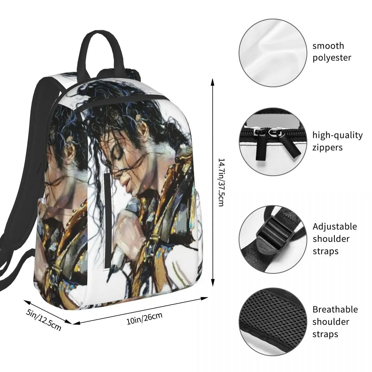 Michael Jackson Musicians Singers Dancers Backpack Student BookBag Kids School Bag Laptop Shoulder Bags Boys Girls