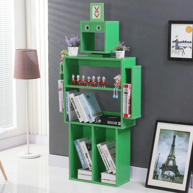 Children's Bookshelf Bookcase Magazine Storage Decorative Shelf Library Student Kindergarten Creative Robot Bookshelf