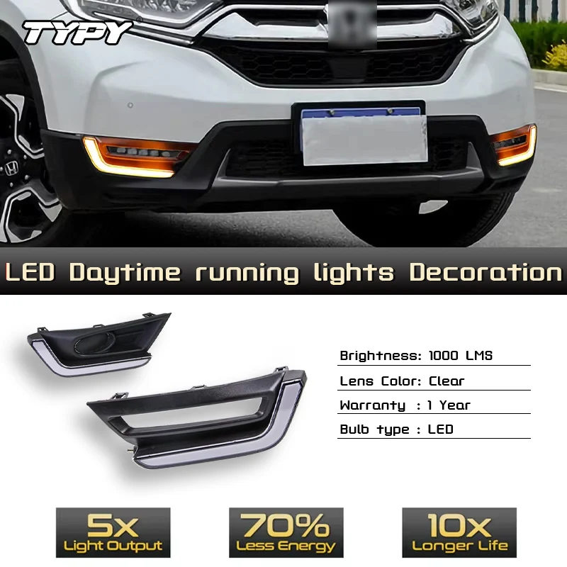 

2 шт. для Honda CRV CR-V 2017 2018 автомобильные DRL противотуманные фары светодиодные дневные ходовые огни с указателем поворота стиль Rela