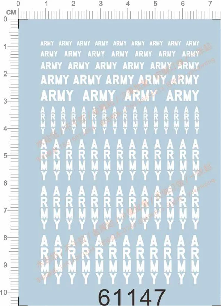 

Military Army Different Scale Markings Water Slide Decal for Model Kits 61147