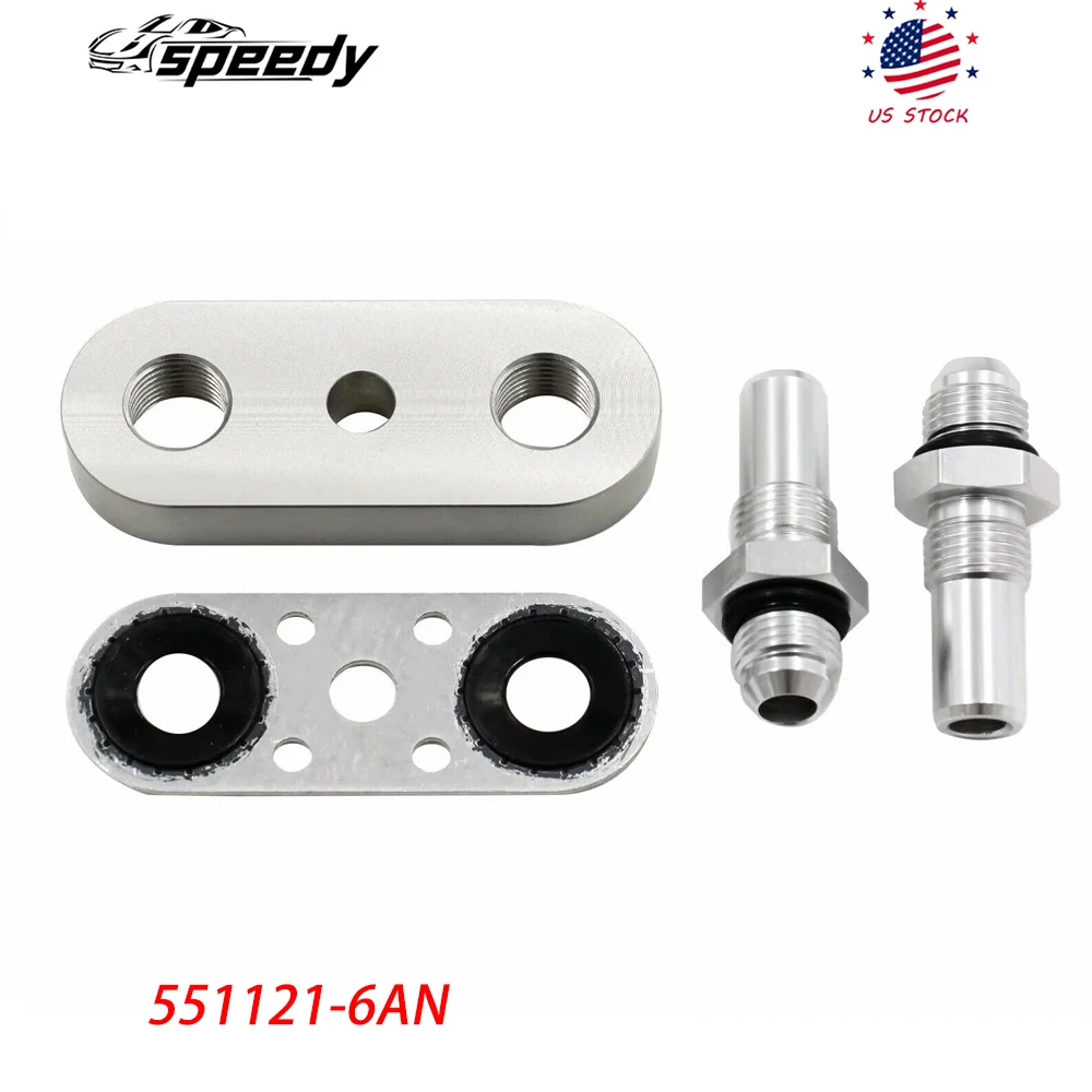 551121-6AN Transmission Cooler Line Adapter Plate with 6AN Fittings Seal For 6L80E 6L90E 8L90E EM-1039-S
