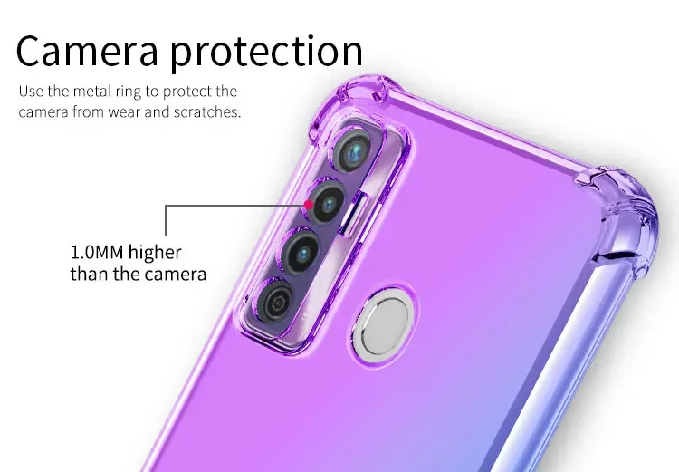 Case for Tecno Camon 17P Camon 17 Pro 16 Pro Camon 15 Air Clear Cute Gradient Slim Anti Scratch Flexible TPU Shockproof Cover