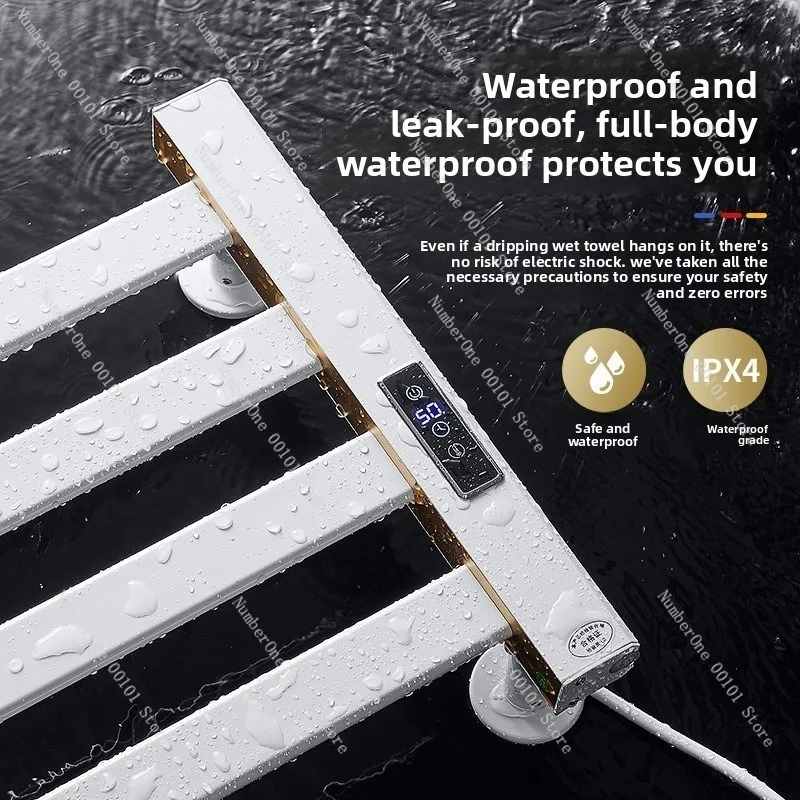 Electric Towel Warmer Rack Carbon Fiber Heating Bathroom Shelf Smart Drying Rack Wall Mounted Heated Towel Rail Energy Saving