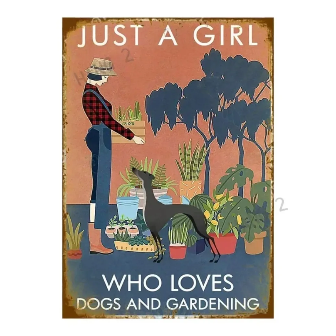 Retro Greyhound Pin Up Metal Tin Sign - Girls Fell in Love Poster Style, Decor for Bar, Garage & Home