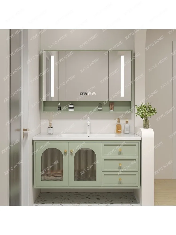 Oak Bathroom Cabinet Ceramic Whole Washbin Wash Basin Cabinet Combination Wash Basin Cabinet Washstand