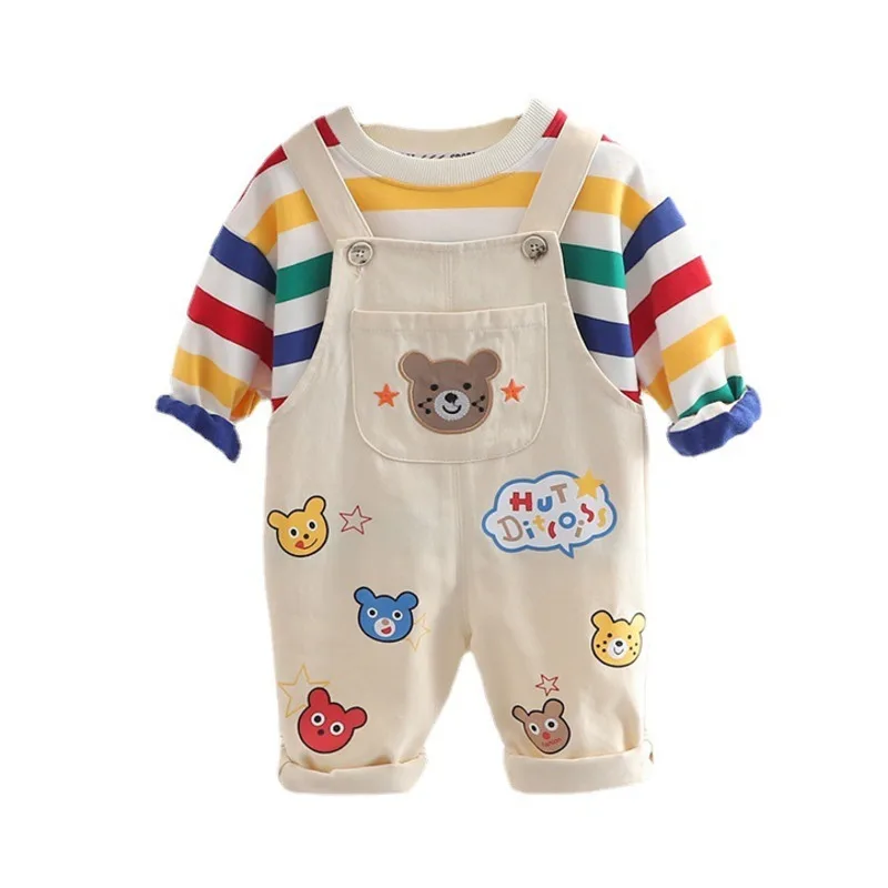 New Spring Autumn Baby Boys Clothes Suit Children Girls Fashion T-Shirt Overalls 2Pcs/Set Toddler Casual Costume Kids Tracksuits