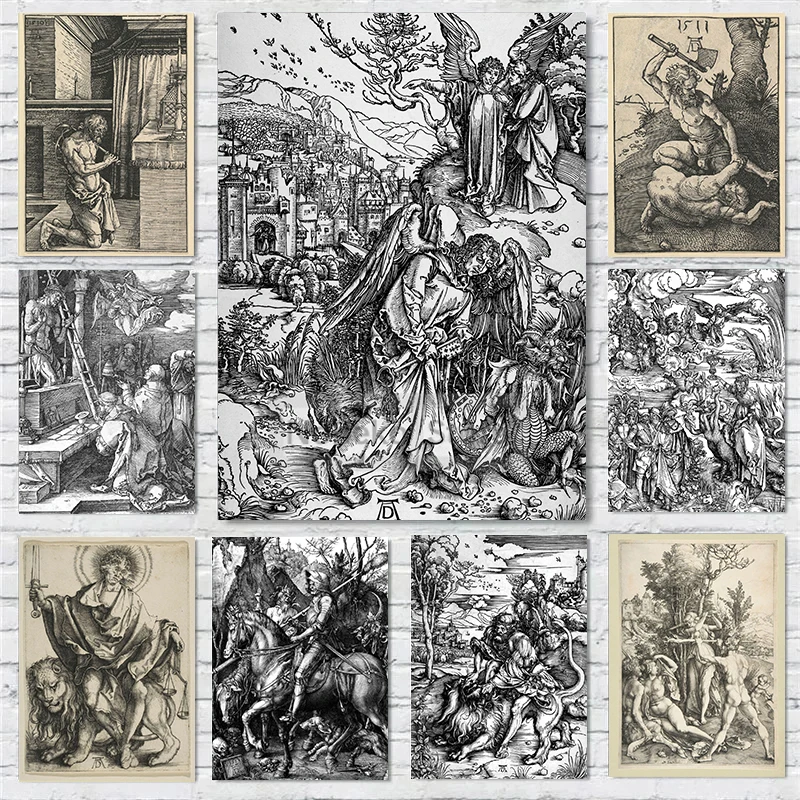 Retro Renaissance Albrecht Durer Copperplate Catholicism Poster and Prints Canvas Painting Wall Art Pictures Home Room Decor