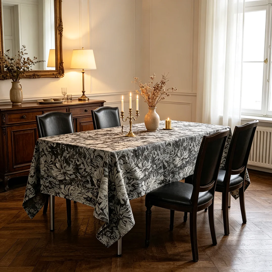 1Pc Luxury French Rectangular TPU Tablecloth, Waterproof Oilproof Heat Resistant Coated Cover for Dining Coffee Desk