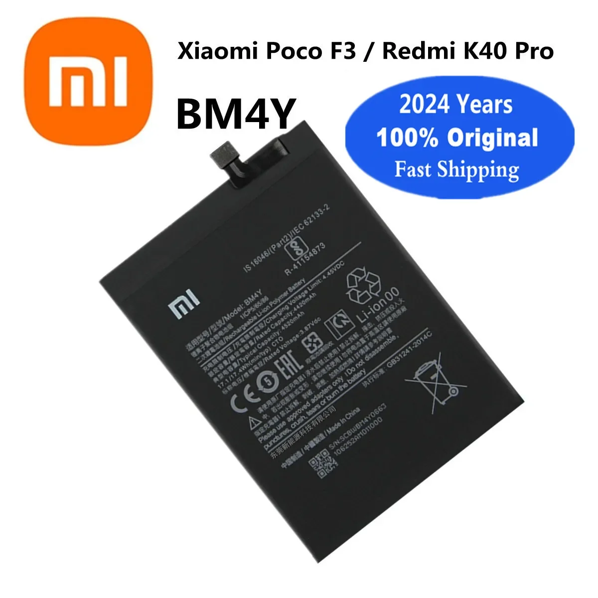

2024 Years Xiao mi Original BM4Y Battery For Xiaomi Redmi K40 Pro K40Pro Poco F3 Mobile Phone Battery Bateria In Stock Fast Ship