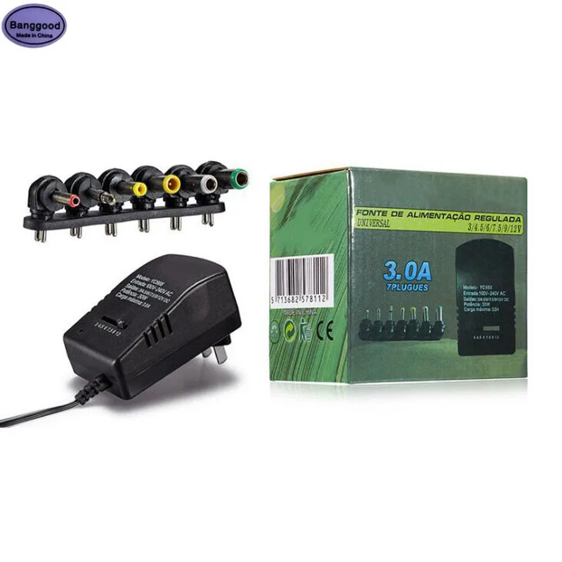 YC668 adaptor pengisi daya Universal, 30W 3A AC 100V-240V ke Multi tegangan 3V 4.5V 6V 7.5V 9V 12V DC