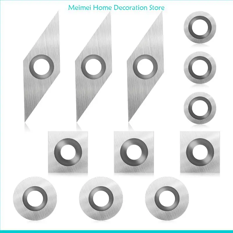 

H7BF 12PCS Insert Cutters Woodworking Helical Planer Cutter Head Lathe Tools 8.9mm 12mm 11mm 30x10mm