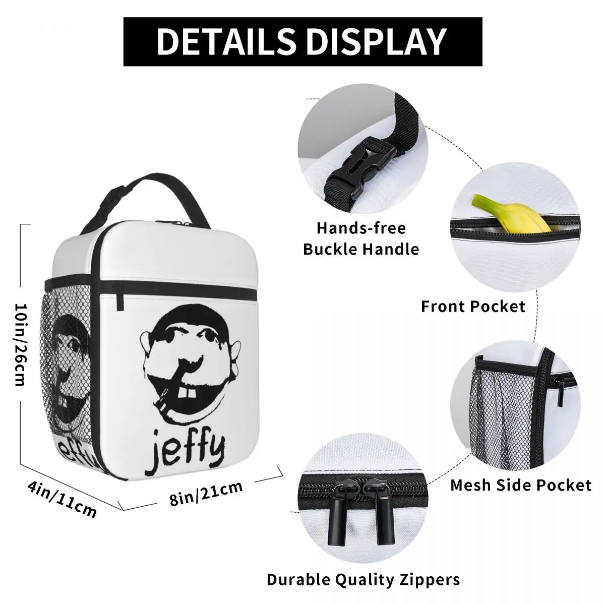 Jeffy Face Sml Rapper Insulated Lunch Bag for Kids School Cooler Thermal Food Box Tote Leakproof Lunch Boxes Container