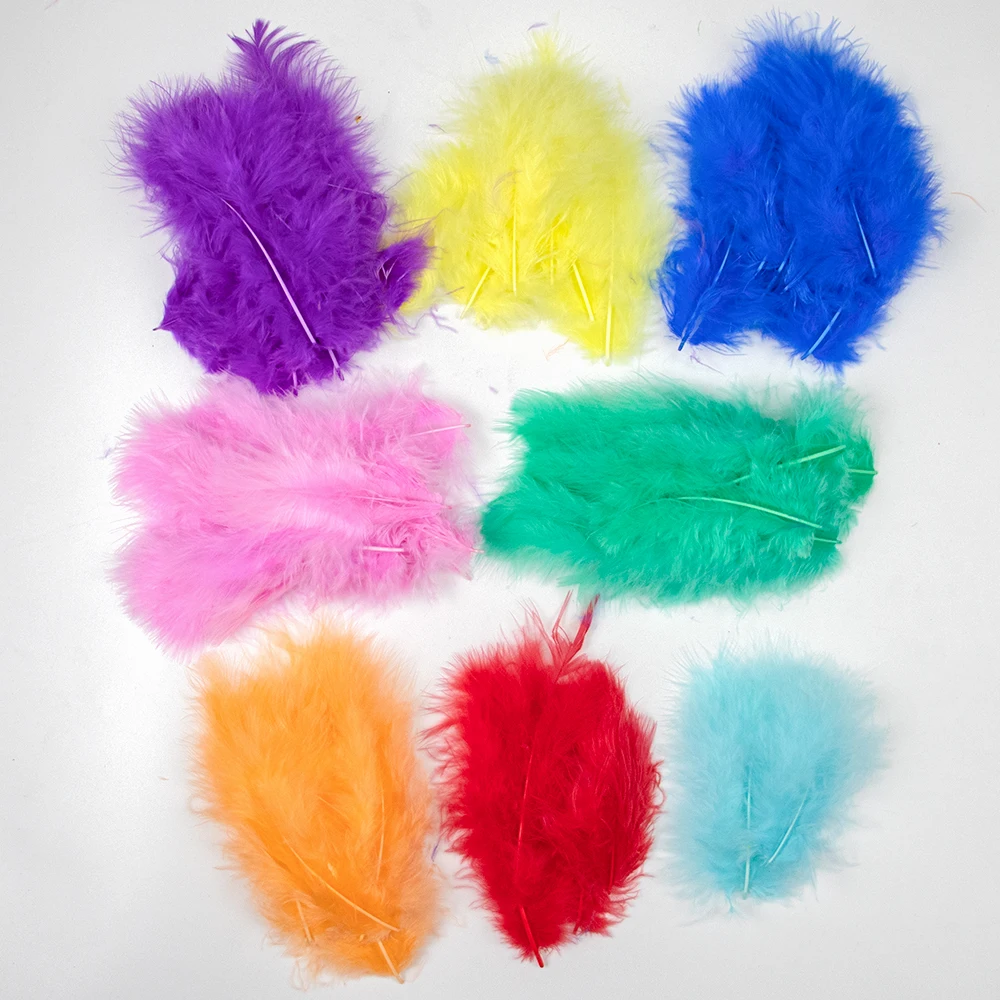 100pcs Turkey Feathers 5-10cm Fluffy and Soft Crafts Plumes for DIY Jewellery Decoration Dress Headwear Fly Tying Material