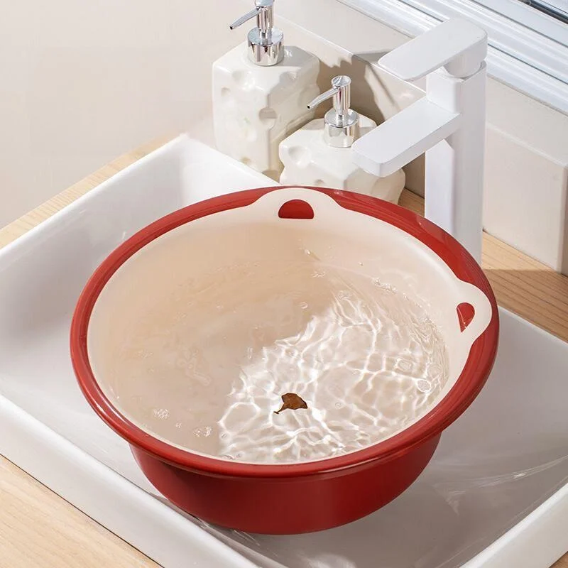 Thickened Plastic Face Washing Basin Red Wedding Basket Good Luck Bag Household Cleaning Tool by Pang Han Model 311