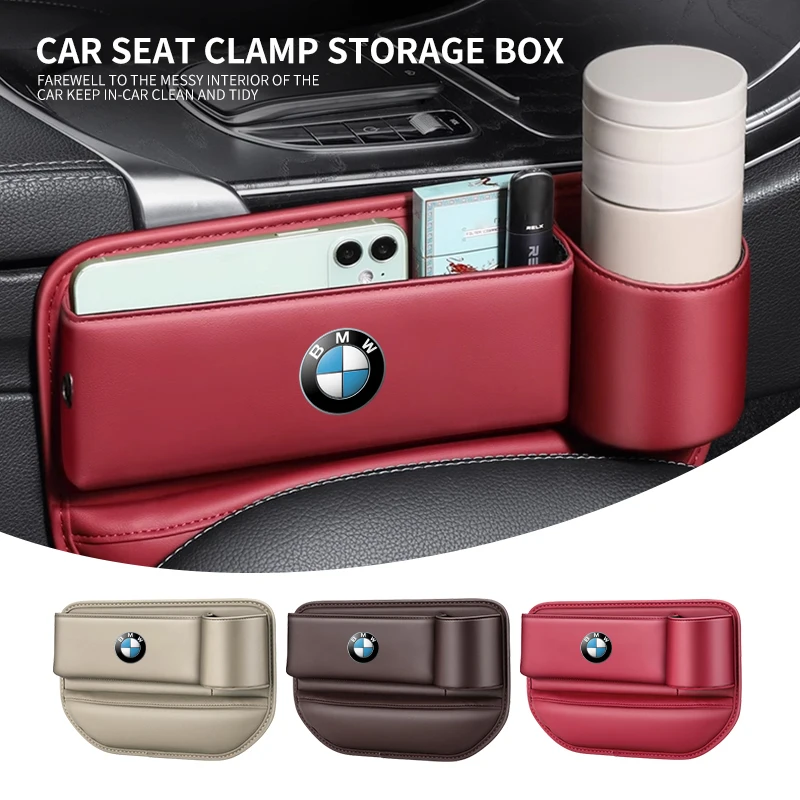 Leather Car Seat Gap Organizer Crevice Side Storage Box For BMW M Performance E36 E60 E90 X2 X1 X3 X5 E46 E39 E70 M3 M5 M6