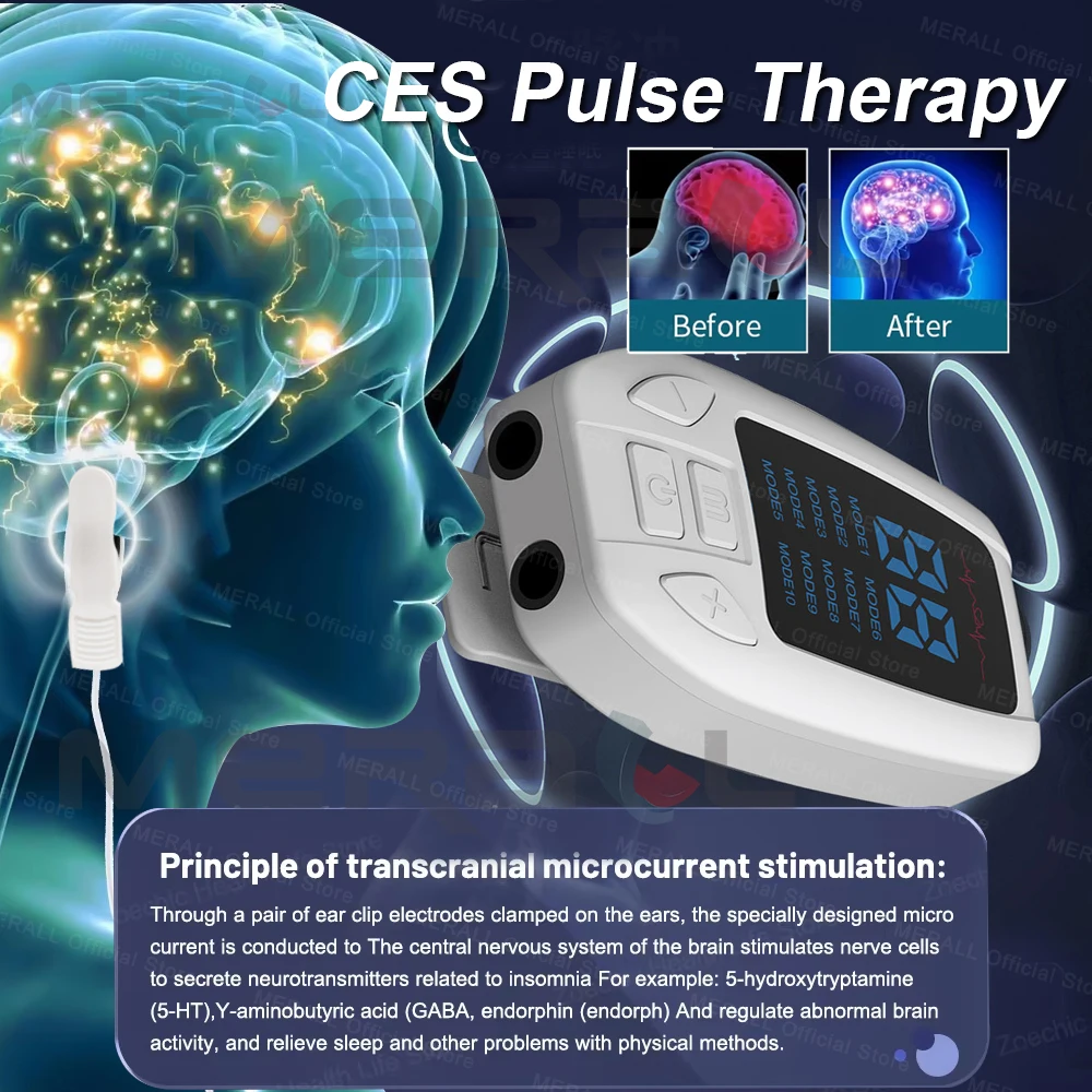 CES Sleeping Aid Microcurrent Stimulation Insomnia Pulse Fast Sleeping Ear Clip Sleep Device Relax Anxiety Hypnosis Soothing