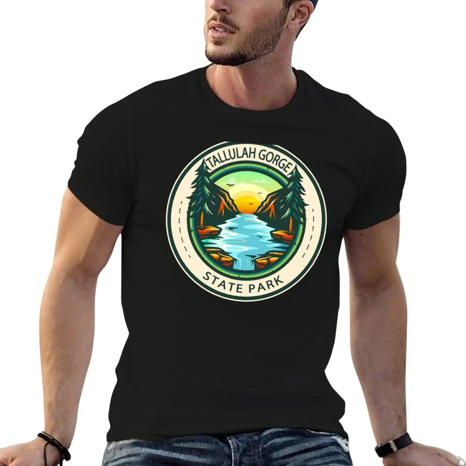 

Футболки со значками штата, футболка Gorge, рубашки Tallulah, Джорджия, 100% забавные футболки из хлопка парка