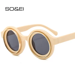 SO&EI Retro Round Women Candy Color Sunglasses Fashion Men Punk Shades UV400 Sun Glasses