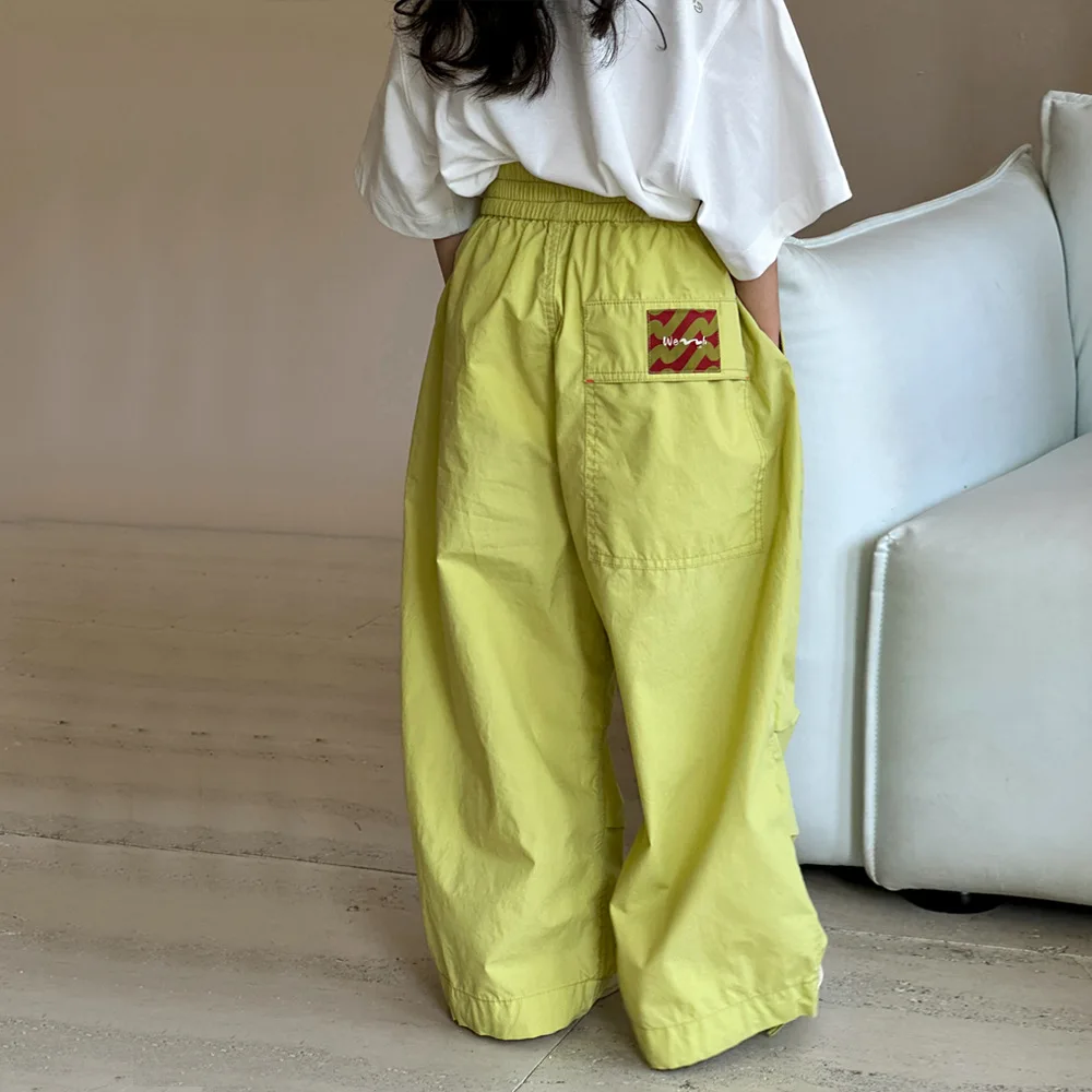 Girls Pants 2024 Summer New Childrens Thin Mountain Pant Summer Casual Pant CuHK Children Wide Legs Mosquito Pants Simple