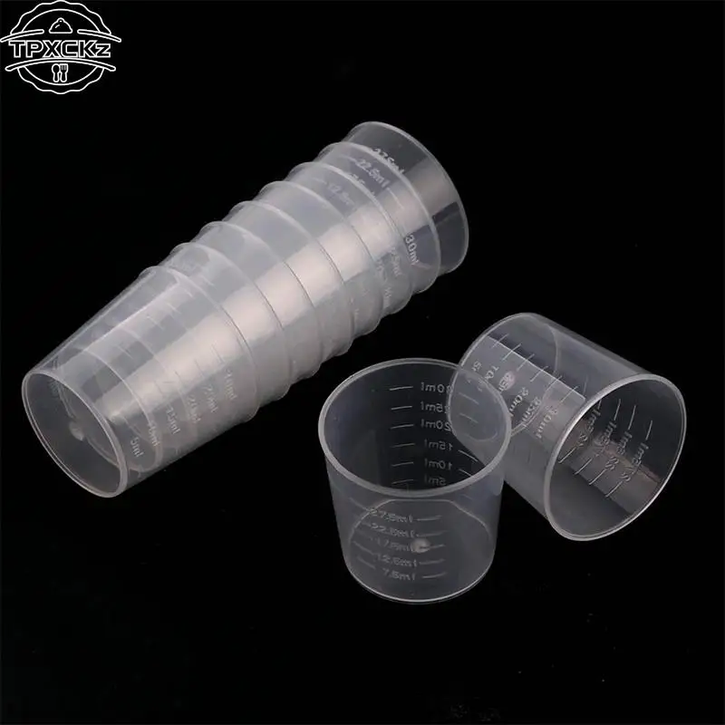 20pcs 30ml Measuring Cup Transparent Scale Plastic Measuring Cup Lab Chemical Measuring Cup Without Handle Kitchen Bar Supplies