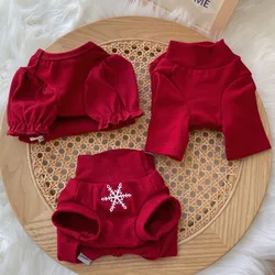 Pet Red New Year Base Shirt Christmas Bubble Sleeve Top Pet Dog High Neck Hoodie Teddy Cat Autumn and Winter for Small Dogs
