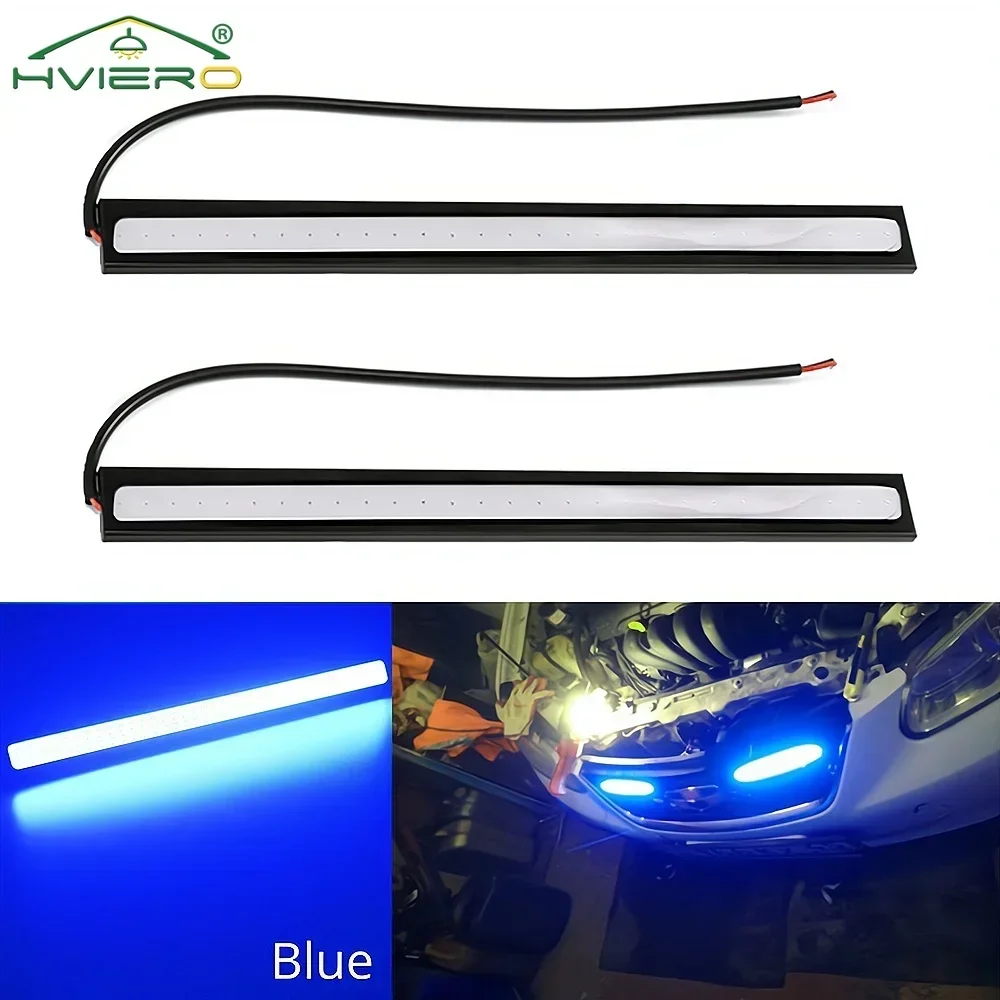 2X 14cm LED White Double Row 60Leds Day Bright COB Auto Led Driving Daytime Running Lamp Fog Waterproof Light Product Accessorie