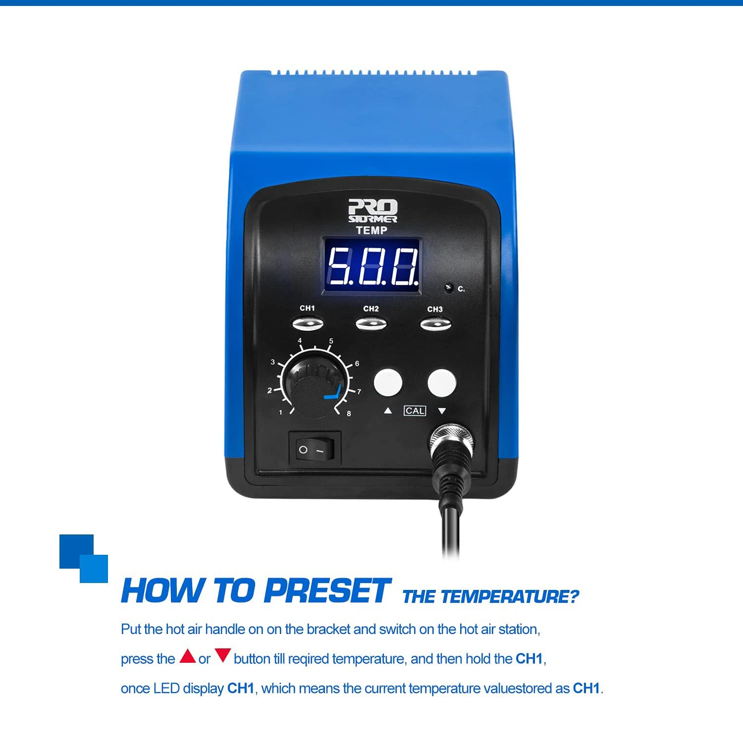 Không Khí Nóng Làm Lại Ga 120V Màn Hình Hiển Thị Kỹ Thuật Số Súng Bắn Nhiệt Với 3 Bộ Lưu Trữ Nhiệt Độ Và Chế Độ Ngủ Luồng Không Khí PROSTORMER