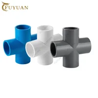 Accesorios de tubería de suministro de agua de PVC, 20-110mm, conector cruzado de tubería de articulación, adaptador de junta de tubería de agua de riego, suministro de agua de cuatro vías