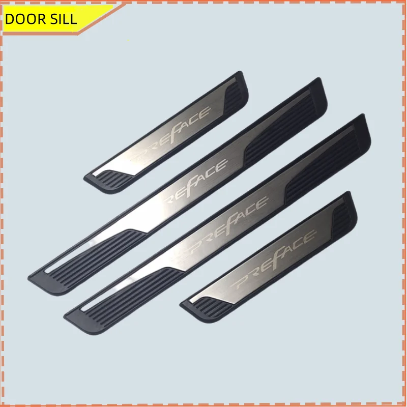 For GEELY preface 2023 2024 Car Accessories Door Sill Protector Scuff Plate Pedal Stickers Trim Styling
