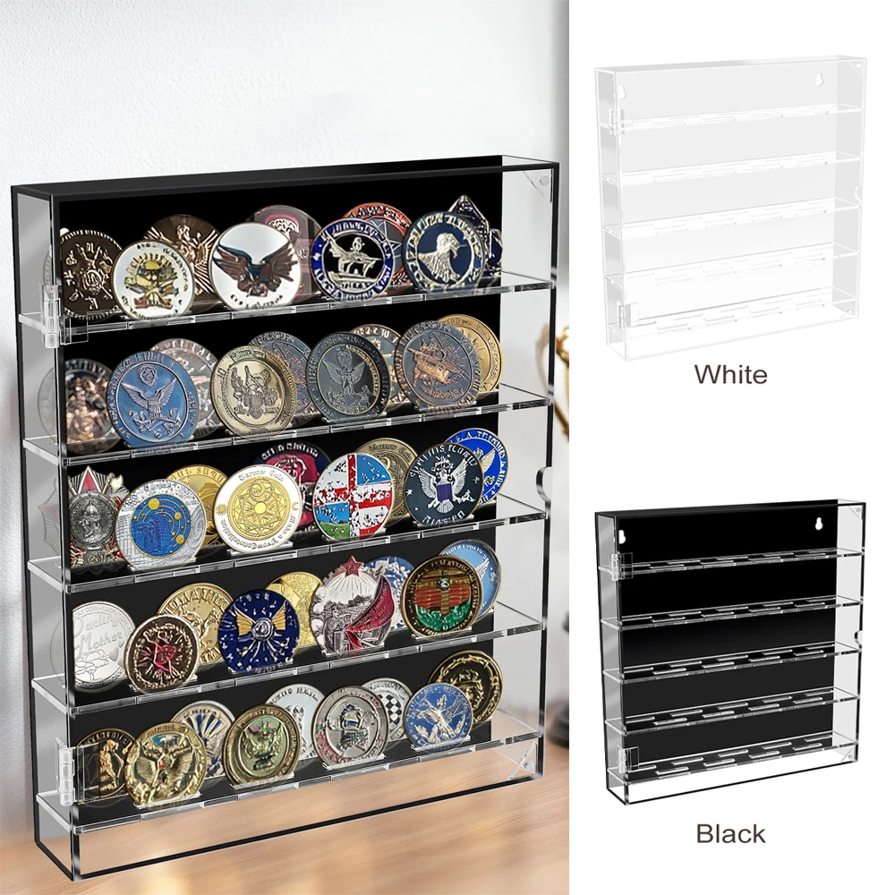 

Acrylic Display Rack Clear Badge Organizer Large Capacity Challenge Coin Showcase Holder Coin Display Case with Magnetic Door