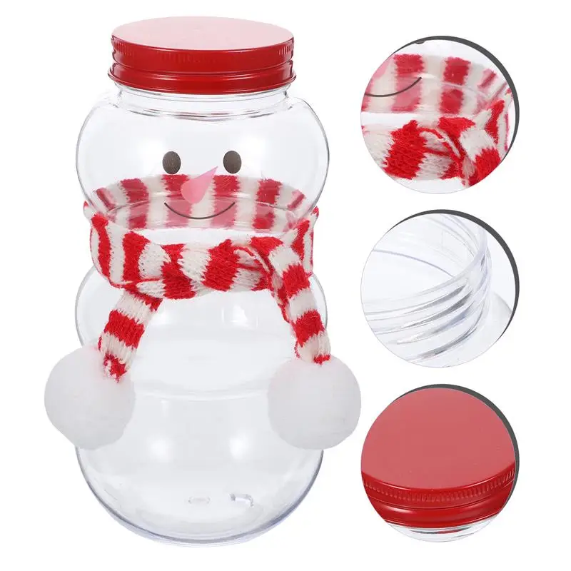 10 Pcs Christmas Snowman Candy Jar Bottles 500ml Xmas Milk Wrapping Bottles with Lids Party Beverage Bottles Gift Supplies