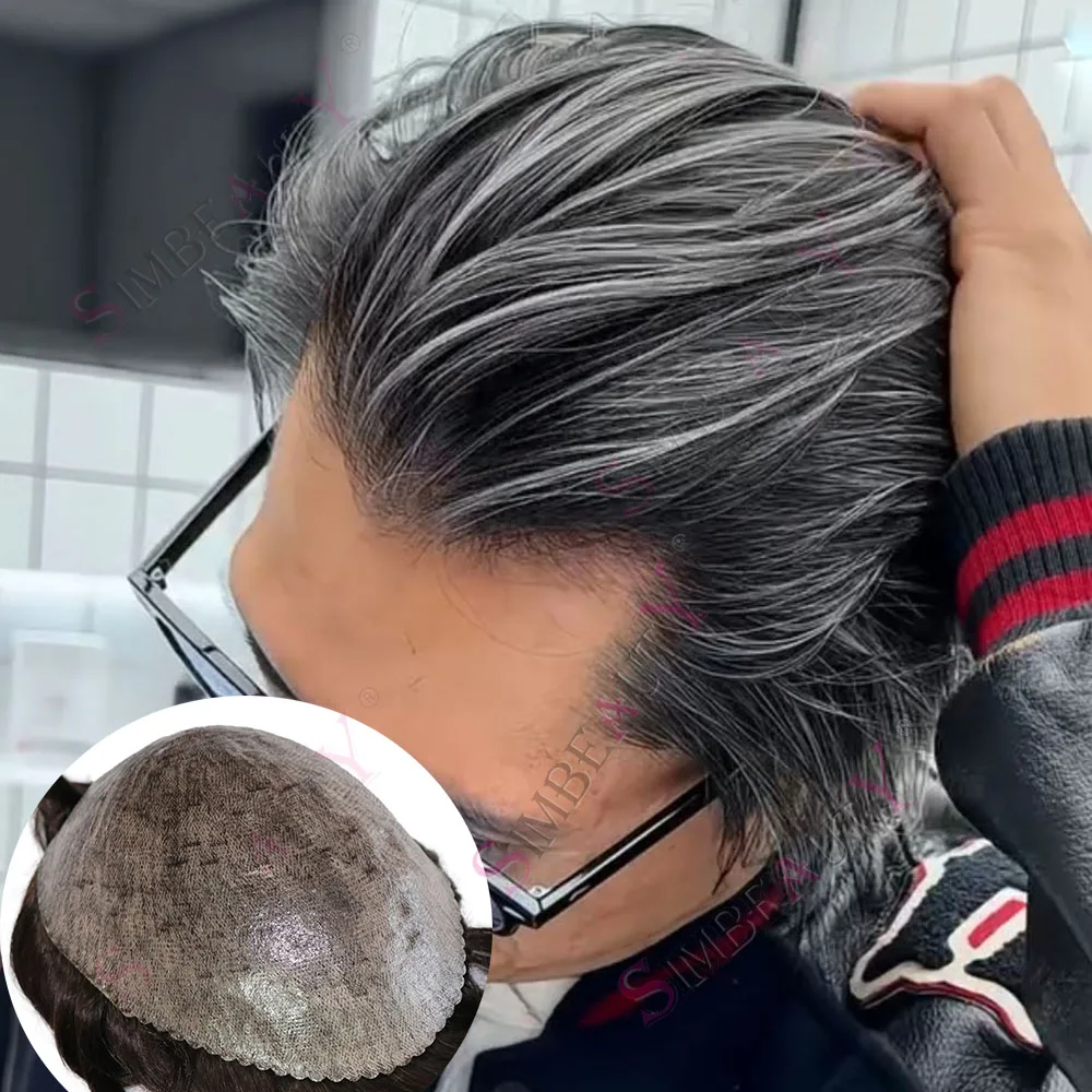 

1B40 1B65 1B80 Натуральная линия волос Прочный мужской парик Черный Коричневый Блондин Серый Парик из 100% человеческих волос Необнаружимый тонкий протез кожи