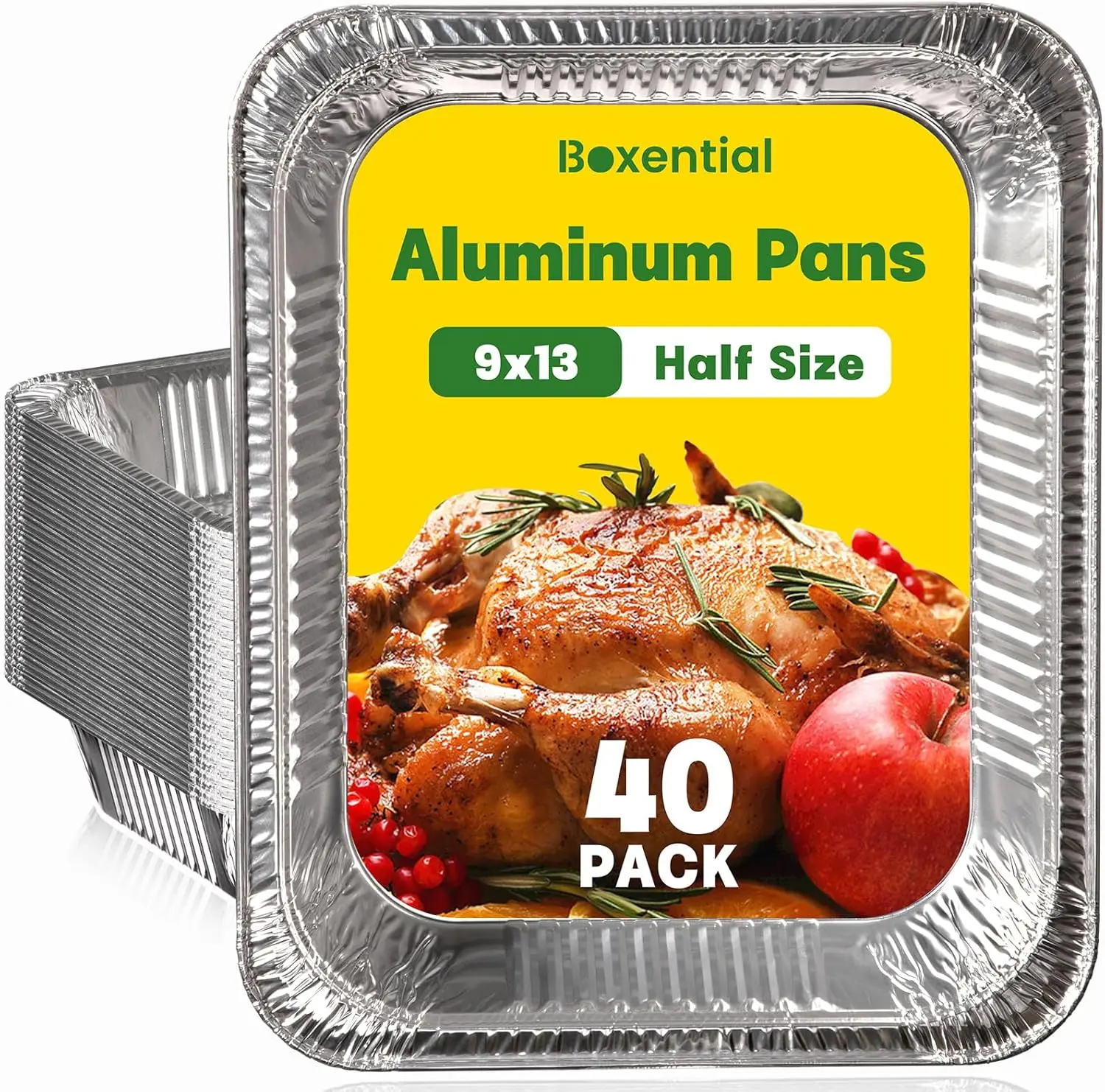 

40 Pack Heavy Duty Aluminum Pans, 9x13 Deep Baking Disposable Foil for Cooking Roasting Heating Steam Tables