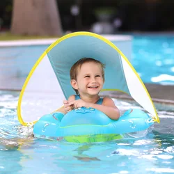 Baby Swimming Float With Canopy Inflatable Infant Floating Ring Kids Swim Pool Accessories Circle Bathing Summer Toys Dropship