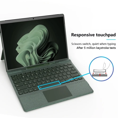 Imagen 2 del producto 2025 Nuevo teclado magnético Bluetooth Microsoft Surface Pro 8/9/X/10/11 con ranura para bolígrafo, panel táctil y teclado retroiluminado de 7 colores