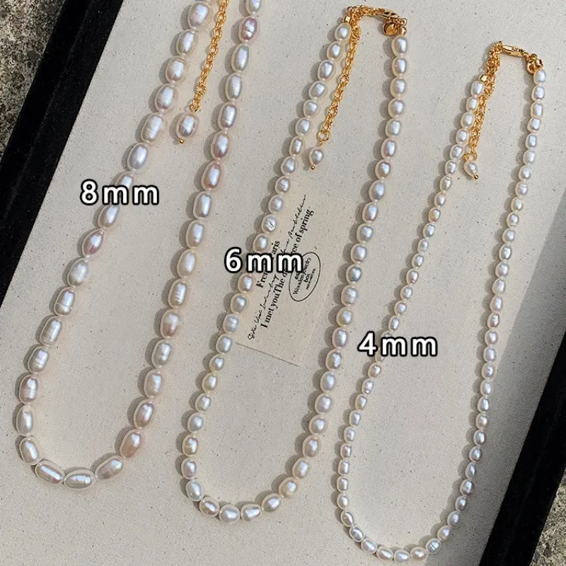 

Natural Freshwater Small Rice Grain Pearl Necklace.