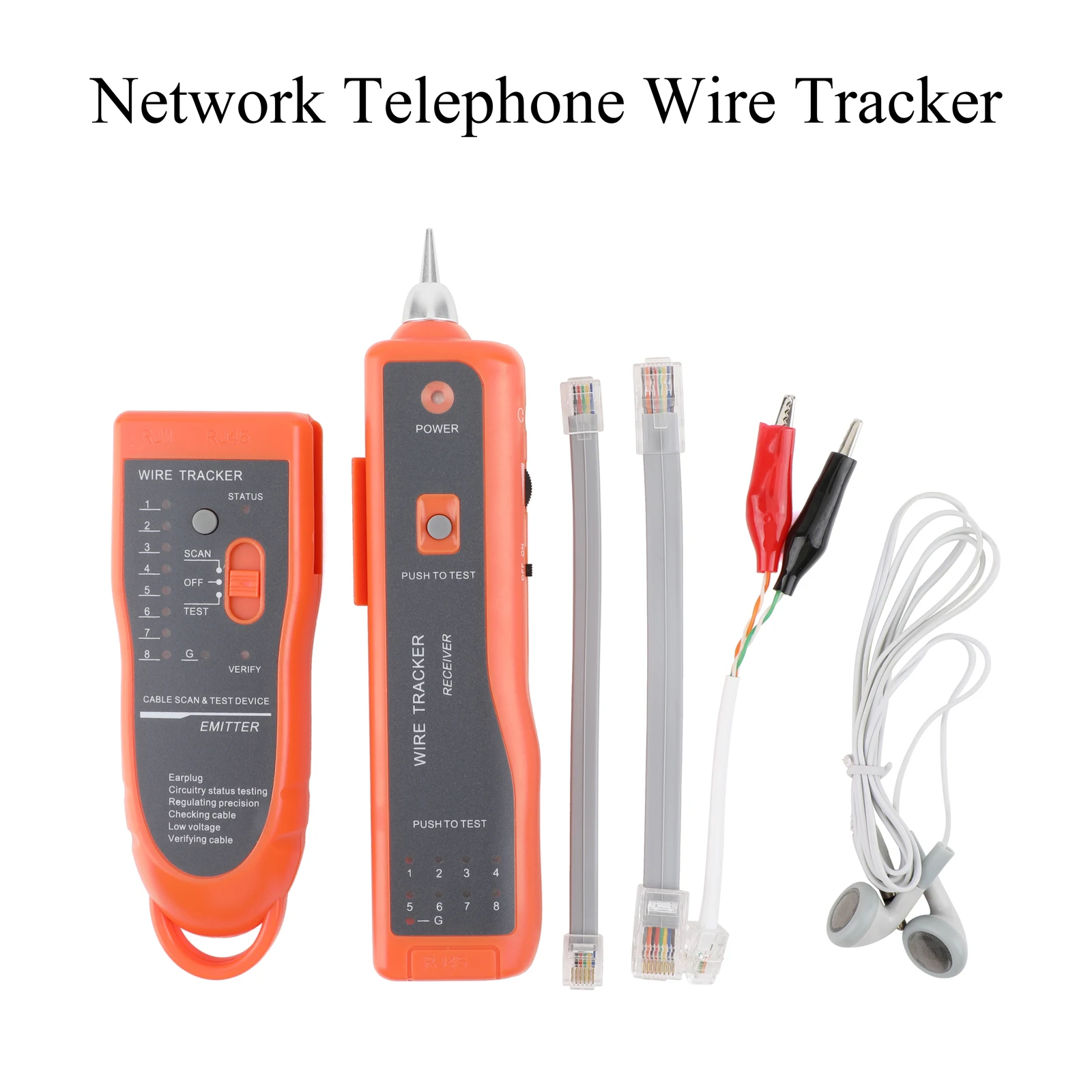 

1×LAN Network Cable Tester Line Finder Telephone Line Tracer Diagnostic Tone Distance Tool Kit For Cat5 Cat6 STP UTP RJ45 RJ11