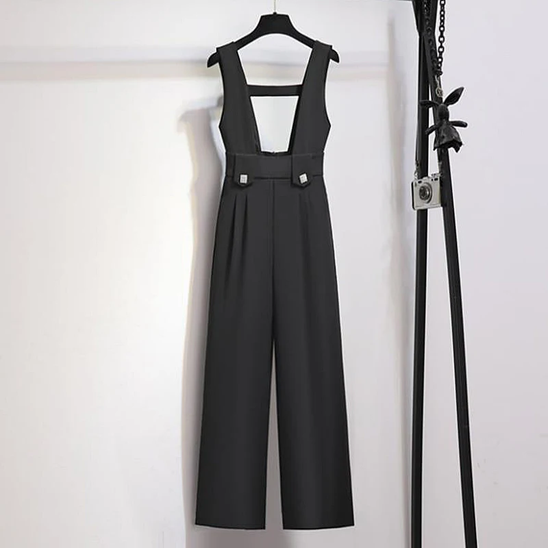 Japan Style Office Lady Jumpsuit Women Summer Sweet Black Khaki Jumpsuits Buttoned Overalls