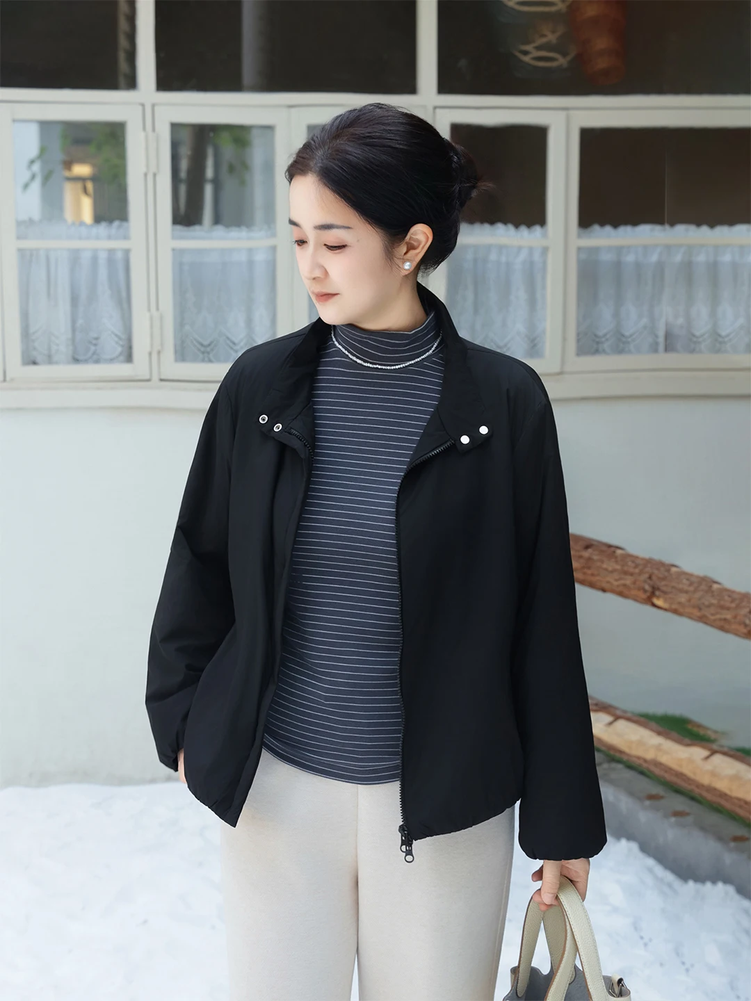 

Slimming Effectiven Non-Puffy Cotton Jaet Women's Faionable Stand Collar Autumn Winter Thin Cotton Outerwear Coat