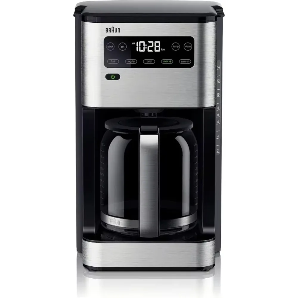 

OUIO Pure Flavor Coffee Maker w/24hr timer & touch display, 14 cup, built in brew signal beeps, Black