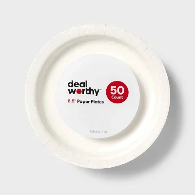 White Disposable Paper Plates 8.5