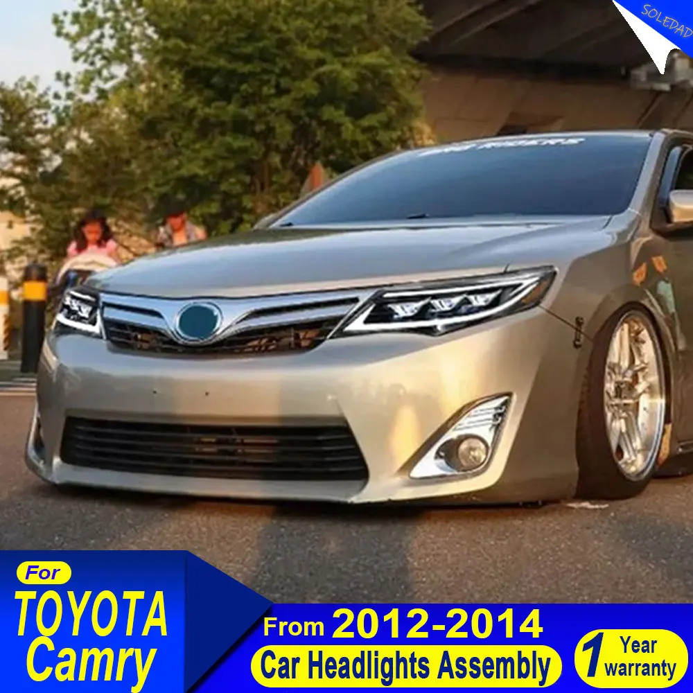 1 pair  Car Headlights Assembly For Toyota Camry 2012 2013 2014 US Version Head Front Lamps Assembly DRL Headlamp Accessories