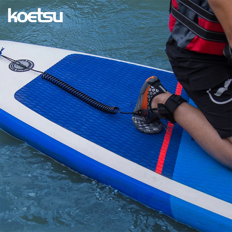 KOETSU Black 7mm Elastic Paddle Board Anti-lost Rope Paddle Board Traction Rope Kayak Surfboard Tied Paddle Rope with Pocket