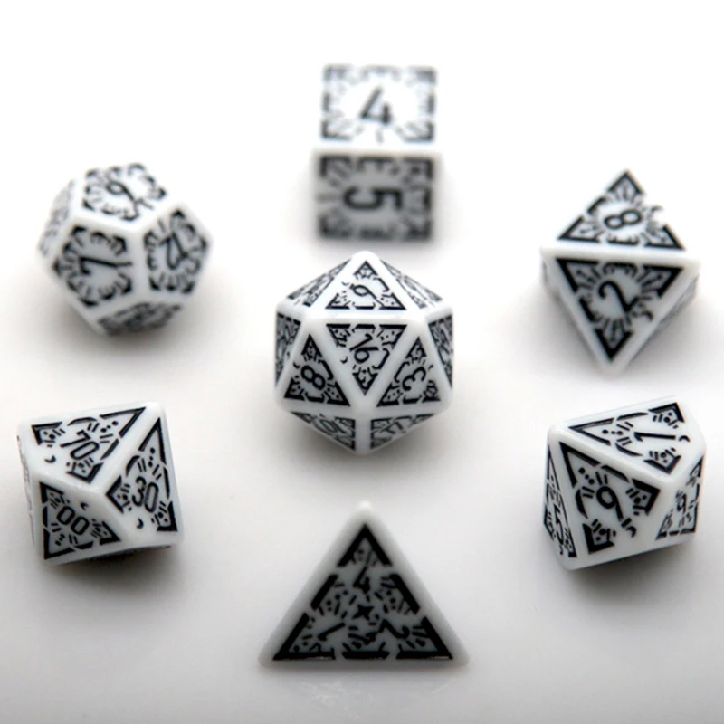 مادة أكريليك متعددة السطوح 7 قطعة/المجموعة/مجموعة نرد مناسبة لـ TRPG DND مجموعة نردات متعددة السطوح ألعاب الورق ملحقات ألعاب الحفلات