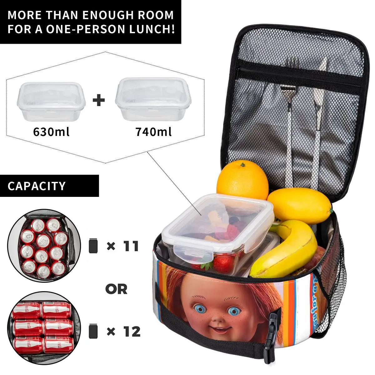 Good Guys Chucky Insulated Lunch Bags Storage Food Box Portable Cooler Thermal Lunch Boxes For School Office