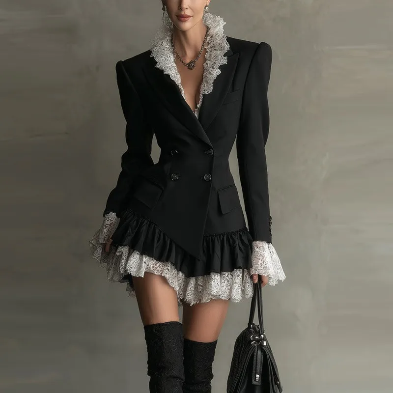 

2026 Temperament Commuter Women's Clothing Autumn and Winter New Splicing Contrasting Color Long-sleeved Dress