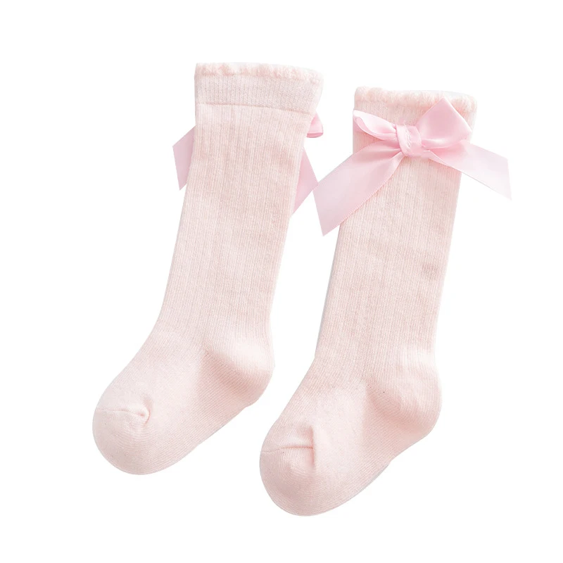 Baby Socks Cute Newborn Girls High Knee Princess Mid-tube Children Socks Kids Big Bow Stocking Cotton Infant Toddler Accessories