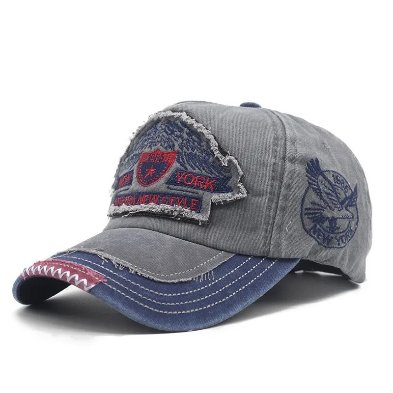 New York bestickte, gewaschene Denim-Baseballkappe für Männer und Frauen, im Freien, verstellbar, lässig, Sporthut, Hip-Hop, Streetwear, Sonnenhüte – Detail 7
